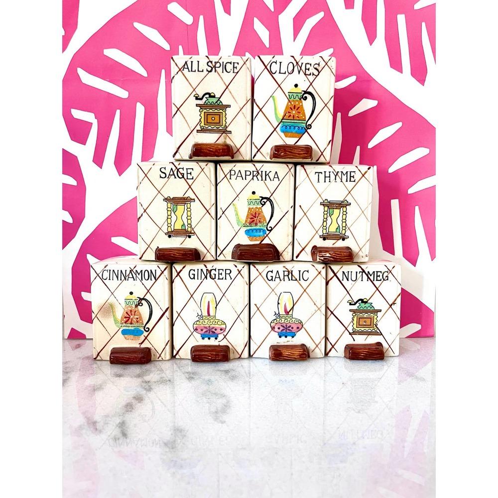 Vintage Cottage Core Spice Jars/Shakers. Set of 9. Made in Japan